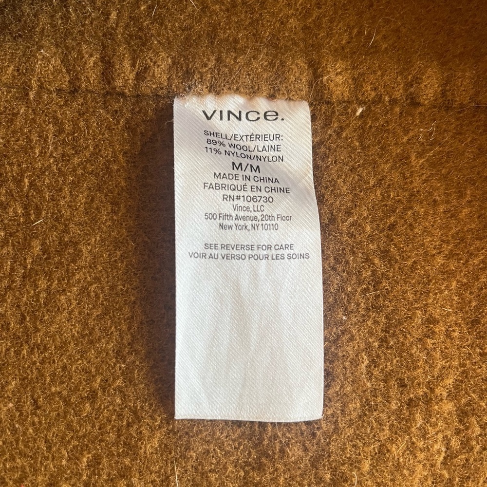 VINCE One-button Hooded Wool Coat In Brown Size M - Picture 13 of 15